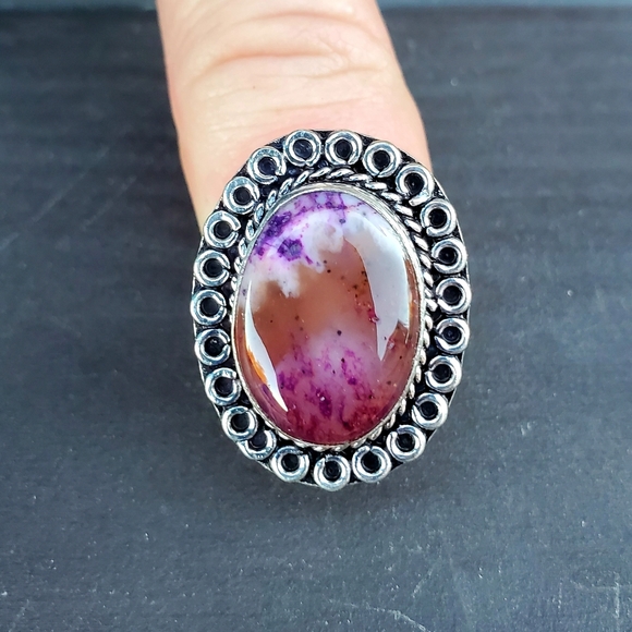 New Dyed Dendritic Opal 925 Silver Ring. - Picture 4 of 14